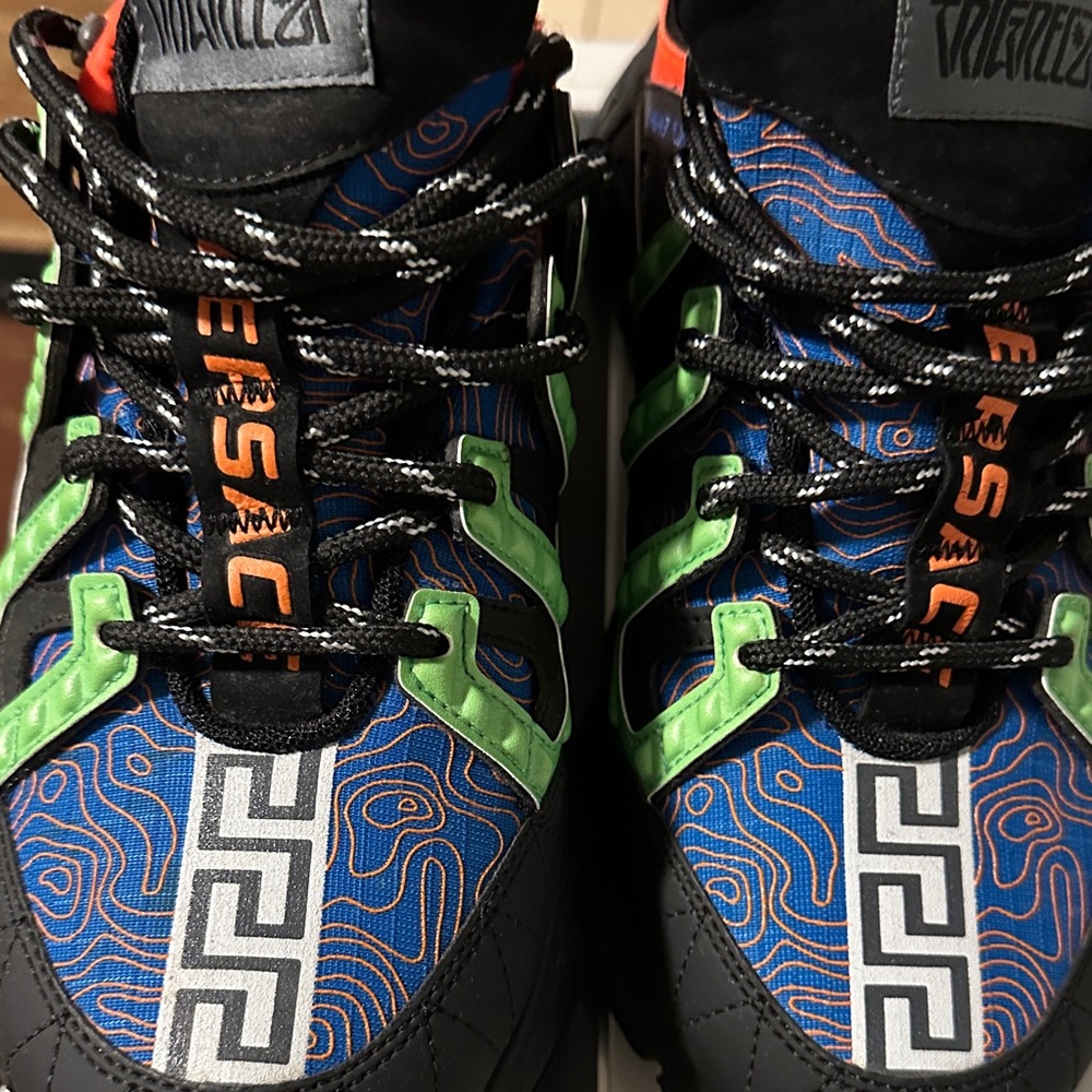 Versace Blue and Green Patterned Sneakers